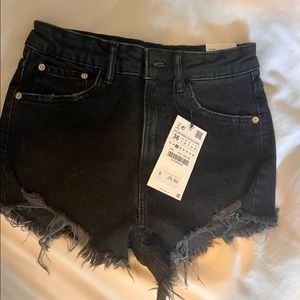 Zara high waisted black denim shorts